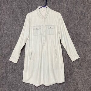Eileen Fisher Women's Long Sleeve Tencel Cotton Shirt Dress‎ L Pockets Collared